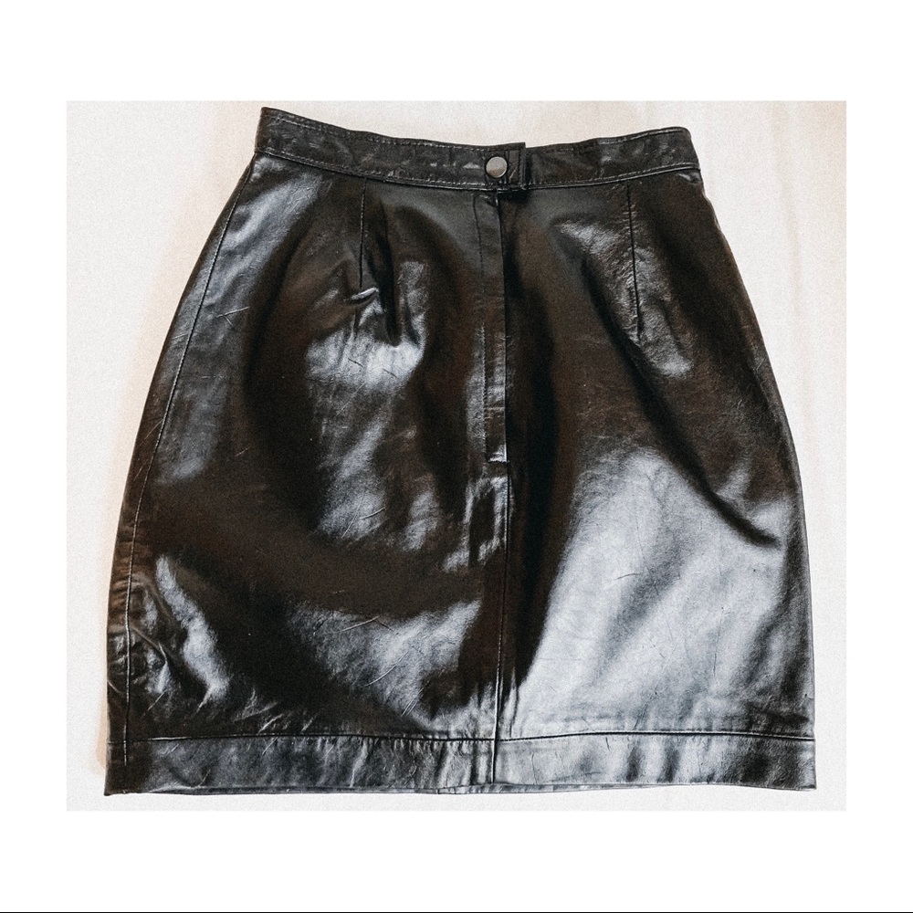Vintage black leather mini skirt